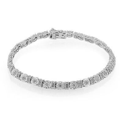 Sterling Silver 1/4 Carat Diamond Fancy 18cm Bracelet