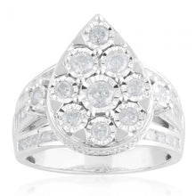 Load image into Gallery viewer, Sterling Silver 2 Carat Diamond Pear Shaped Dress Ring