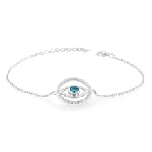 Load image into Gallery viewer, Sterling Silver Cubic Zirconia Evil Eye 16+3cm Bracelet