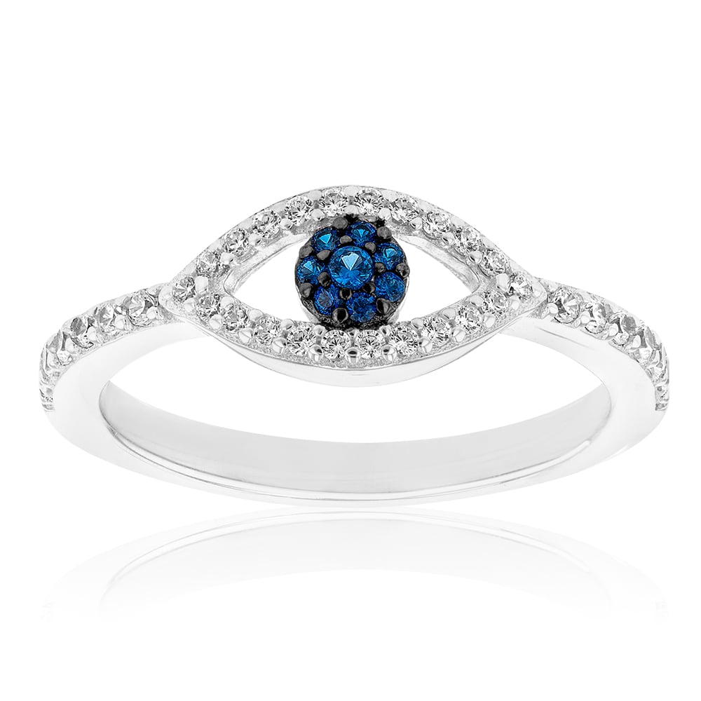 Sterling Silver Cubic Zirconia Evil Eye Ring