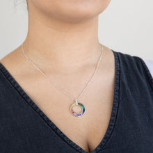 Load image into Gallery viewer, Sterling Silver Rainbow Multicolour Cubic Zirconia On Open Circle Pendant