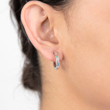 Load image into Gallery viewer, Sterling Silver Rainbow Multicolour Cubic Zirconia Hoop Earrings
