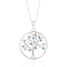 Load image into Gallery viewer, Sterling Silver Rainbow Multicolour Cubic Zirconia Tree Of Life Pendant