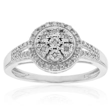 Load image into Gallery viewer, Silver 0.10 Carat Diamond Cluster Ring