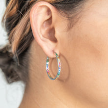 Load image into Gallery viewer, Sterling Silver Multicolour Cubic Zirconia 30mm Hoop Earrings