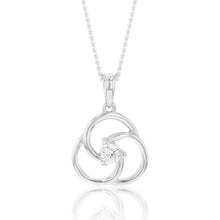 Load image into Gallery viewer, Rhodium Plated Cubic Zirconia Flower 11mm Pendant