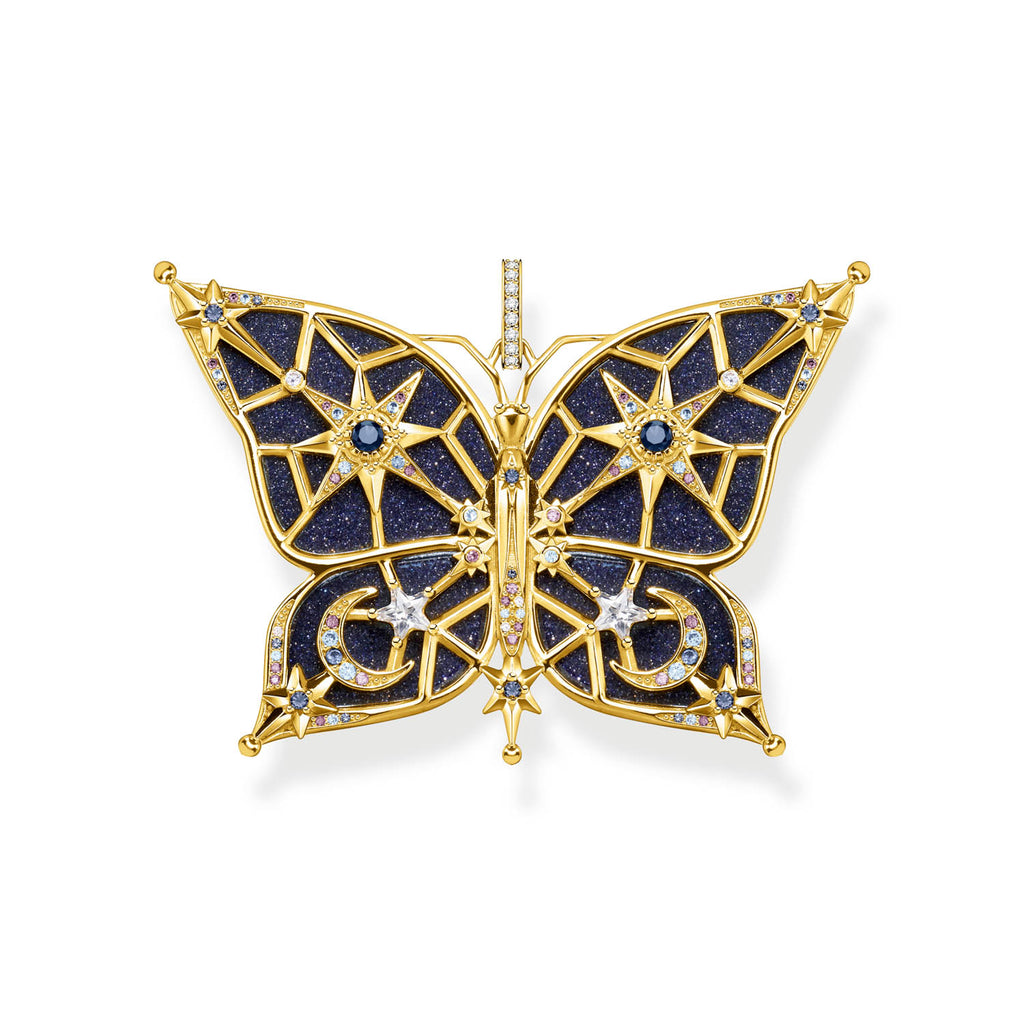Thomas Sabo Sterling Silver Yellow Gold Plated Magic Stars Blue Butterly Pendant