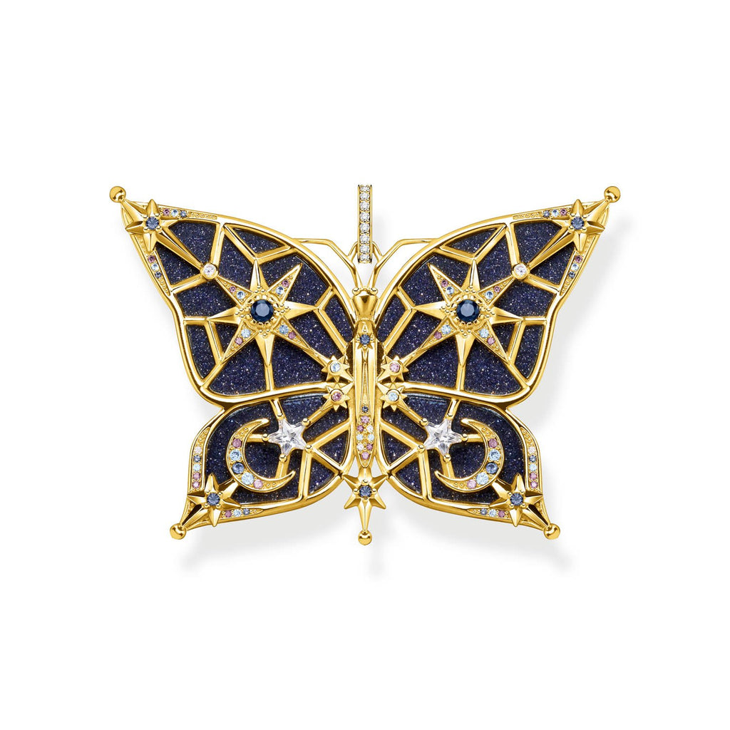 Thomas Sabo Sterling Silver Yellow Gold Plated Magic Stars Blue Butterly Pendant