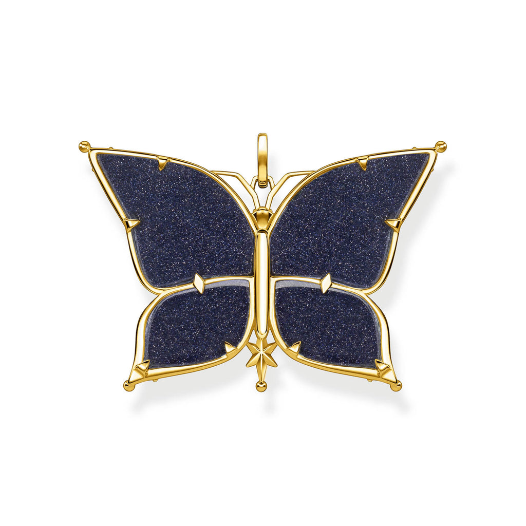 Thomas Sabo Sterling Silver Yellow Gold Plated Magic Stars Blue Butterly Pendant