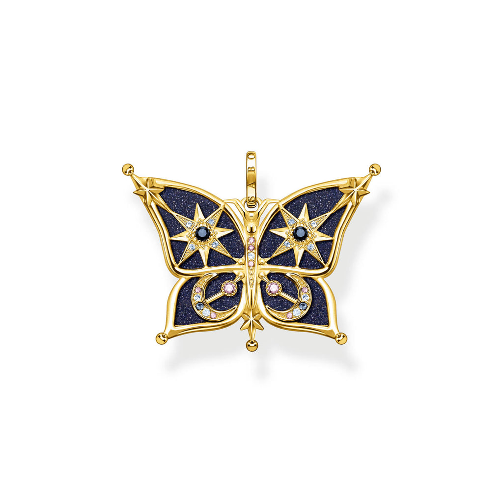 Thomas Sabo Magic Stars Gold Plated Sterling Silver Small Blue Butterfly Pendant