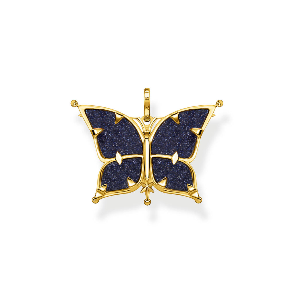 Thomas Sabo Magic Stars Gold Plated Sterling Silver Small Blue Butterfly Pendant