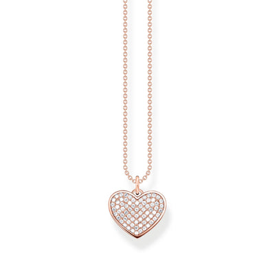 Thomas Sabo Engrav Rose Gold Plated Sterling Silver CZ Heart On 40-45cm Chain