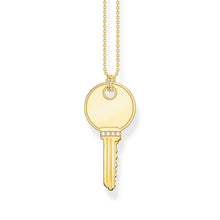 Load image into Gallery viewer, Thomas Sabo Engrav Gold Plated Sterling Silver Round Key CZ on 45-50cm Chain