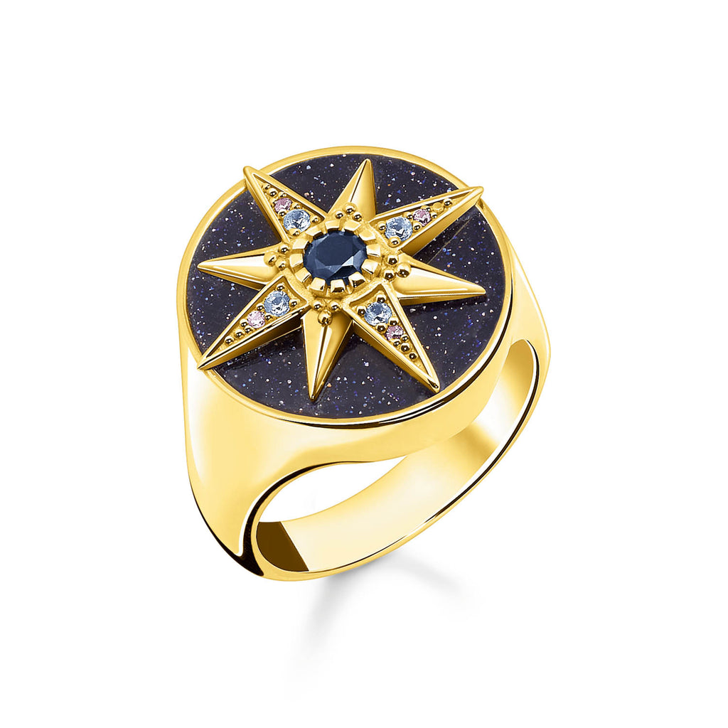 Thomas Sabo Magic Stars Yellow Gold Plated Sterling silver Blue Sand Star Ring