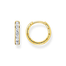 Load image into Gallery viewer, Thomas Sabo Heritage Gold Plated Sterling Silver Baguette CZ Hoop Earring