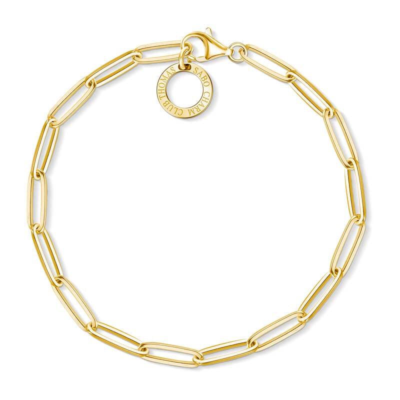 Thomas Sabo Charm Club Yellow Gold Plated Sterling Silver Long Link 17cm Bracelet