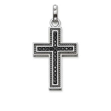 Load image into Gallery viewer, Thomas Sabo Sterling Silver Oxidised Black CZ Cross Pendant