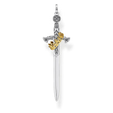 Load image into Gallery viewer, Thomas Sabo Kingdom Gold Plated Sterling Silver Crown Sword Pendant