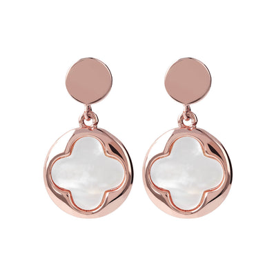 Bronzallure Alba Rose Gold Plated Sterling Silver White Mother Of Pearl Drop Earrings
