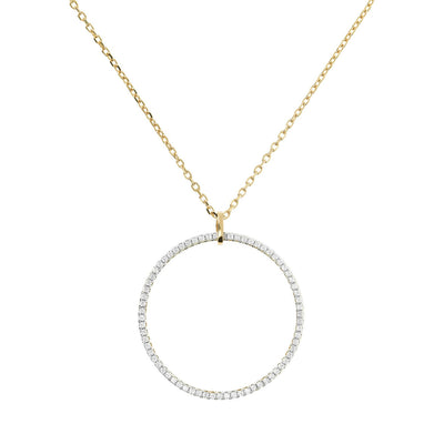 Bronzallure Gold Plated Sterling Silver CZ Large Circular Pendant On 91cm Chain