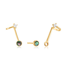 Load image into Gallery viewer, Ania Haie Gold Plated Sterling Silver Tidal Ablone Double Stud Earrings