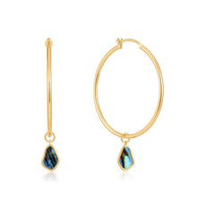 Load image into Gallery viewer, Ania Haie Gold Plated Sterling Silver Tidal Abalone Drop Hoop Earrings