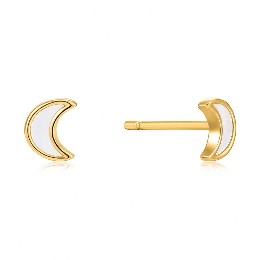 Ania Haie Gold Plated Sterling Silver Wild Soul Moon Stud Earrings