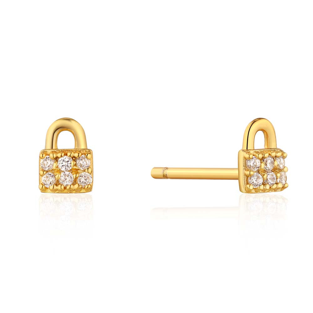Ania Haie Gold Plated Sterling Silver Under Lock & Key Padlock Stud Earring