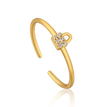 Load image into Gallery viewer, Ania Haie Gold Plated Sterling Silver Under Lock &amp; Key Padlock Sparkling Ring