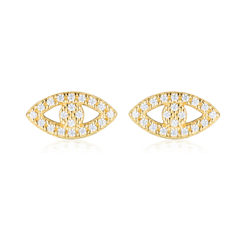 Georgini Rock Star Gold Plated Sterling Silver Evil Eye Stud Earrings