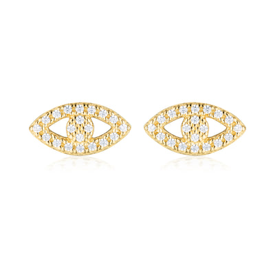 Georgini Rock Star Gold Plated Sterling Silver Evil Eye Stud Earrings