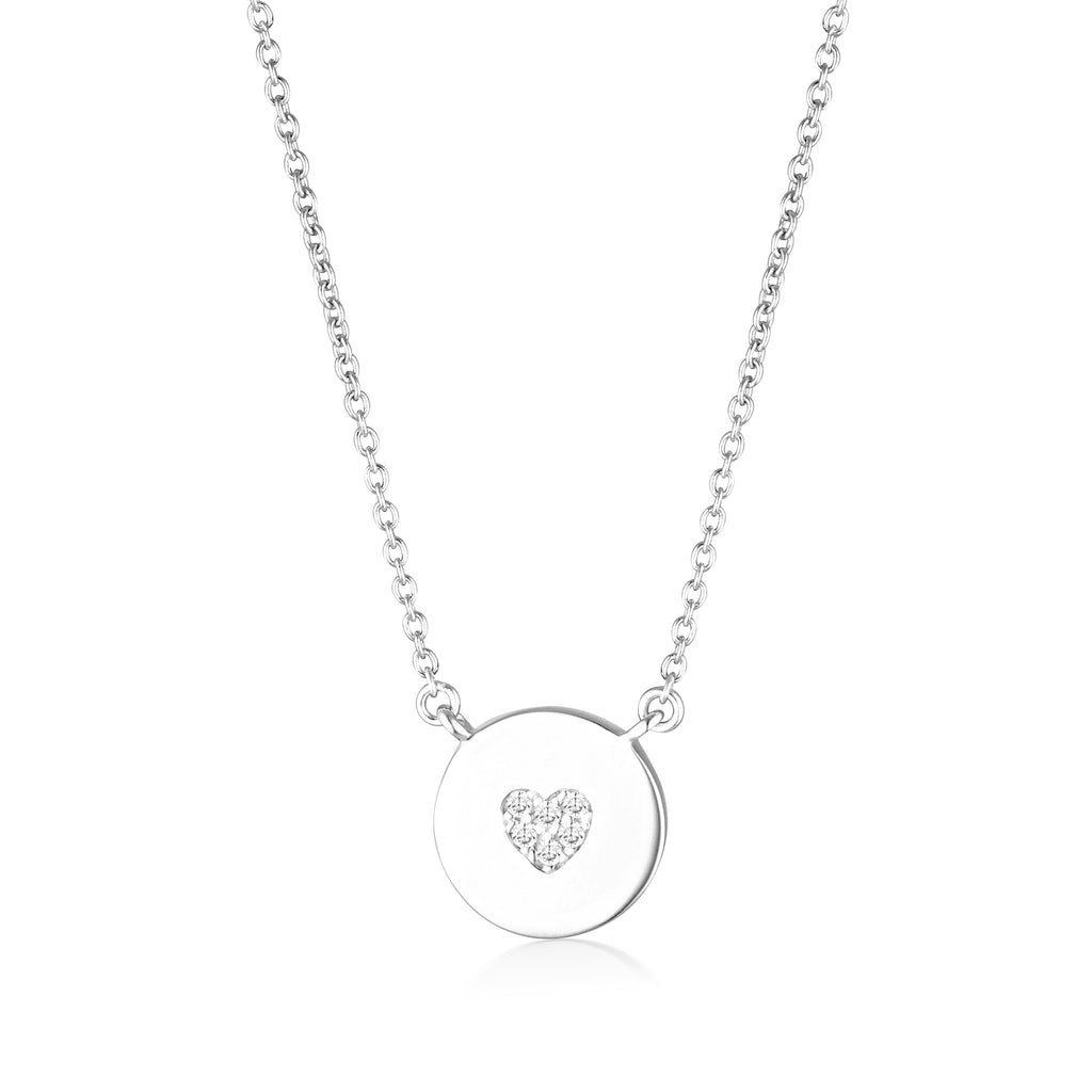 Georgini Rock Star Sterling Silver Heart Disc Pendant On Chain