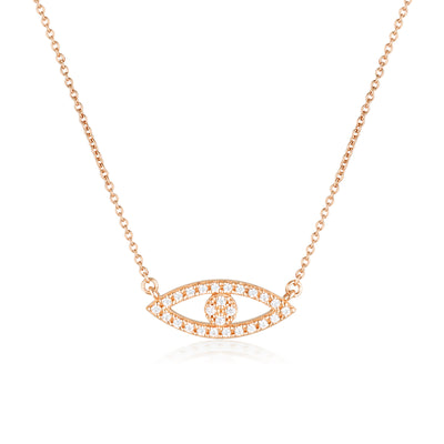Georgini Rock Star Sterling Silver Rose Gold Plated Evil Eye Pendant On Chain