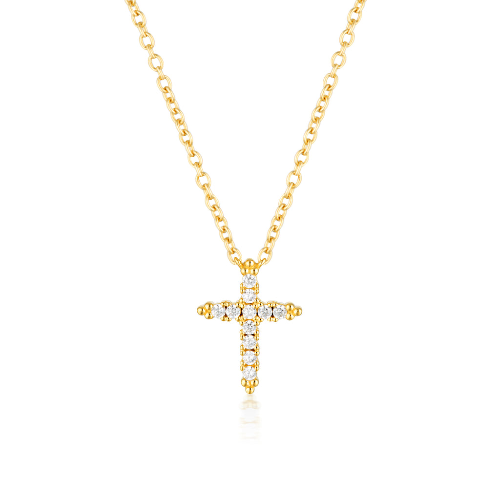 Georgini Rock Star Gold Plated Sterling Silver Cross Pendant On Chain
