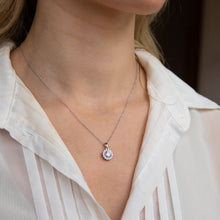 Load image into Gallery viewer, Sterling Silver White Cubic Zirconia Halo 11mm Pendant