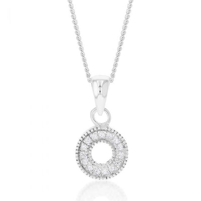 Sterling Silver Cubic Zirconia On Circle Pendant
