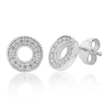 Load image into Gallery viewer, Sterling Silver Cubic Zirconia On Open Circle Stud Earrings