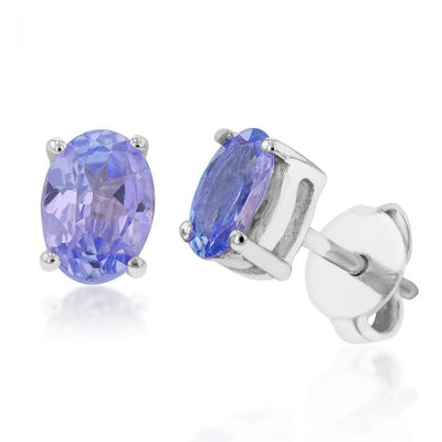 Sterling Silver 0.65ct Tanzanite 5x4mm Oval Studs