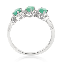 Load image into Gallery viewer, Sterling Silver 0.60ct Natural Emerald Trilogy Ring
