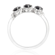 Load image into Gallery viewer, Sterling Silver 0.60ct Natural Sapphire Trilogy Ring