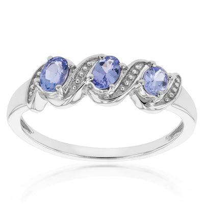 Sterling Silver 0.54ct Tanzanite Trilogy Ring