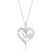 Load image into Gallery viewer, Sterling Silver Fancy Heart Mom With Cubic Zirconia Pendant
