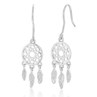 Sterling Silver Dream Catcher Drop Earrings