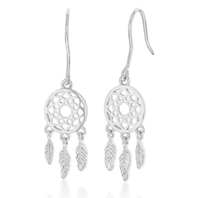 Sterling Silver Dream Catcher Drop Earrings