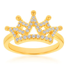 Load image into Gallery viewer, Gold Plated Sterling Silver Cubic Zirconia On Crown Ring