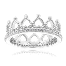 Load image into Gallery viewer, Sterling Silver Cubic Zirconia On Crown Ring