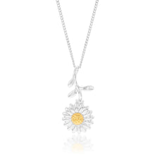 Load image into Gallery viewer, Sterling Silver Sunflower With Stem And Yellow Center Pendant