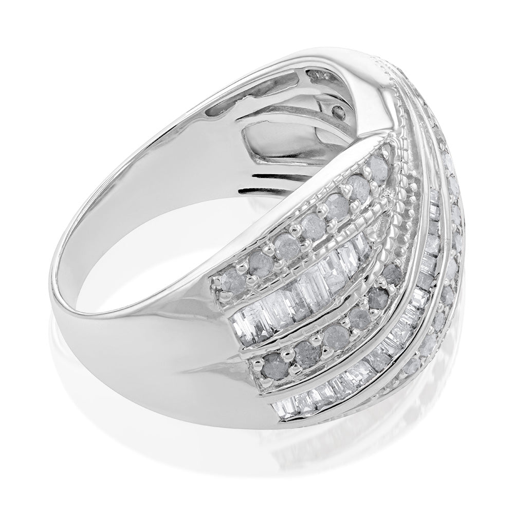 Sterling Silver 1.5 Carat Diamond Ring with Round Brilliant Cut Diamonds