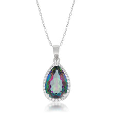 Load image into Gallery viewer, Sterling Silver Mystic Topa and Zirconia Pear Pendant on Chain
