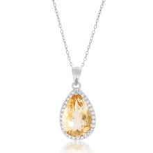 Load image into Gallery viewer, Sterling Silver Citrine and Zirconia Pear Pendant on Chain